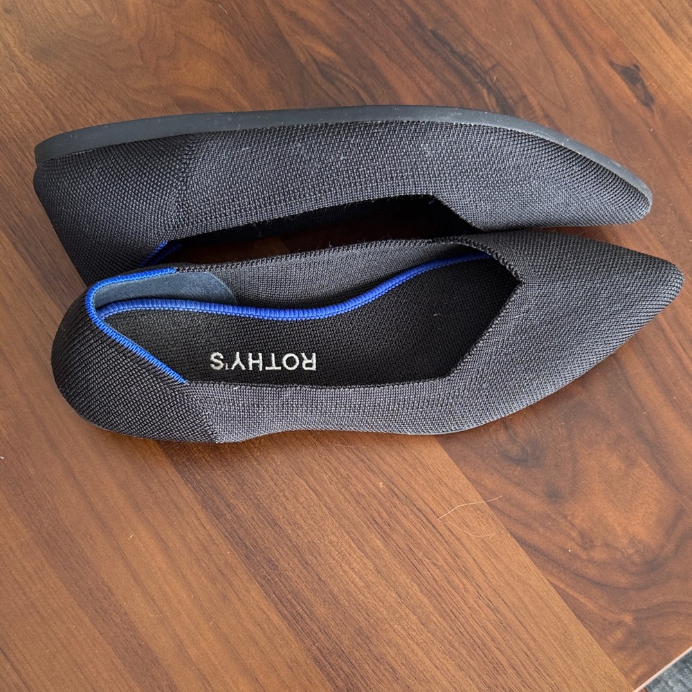 Rothy's Charcoal and Cobalt Pointed Flats